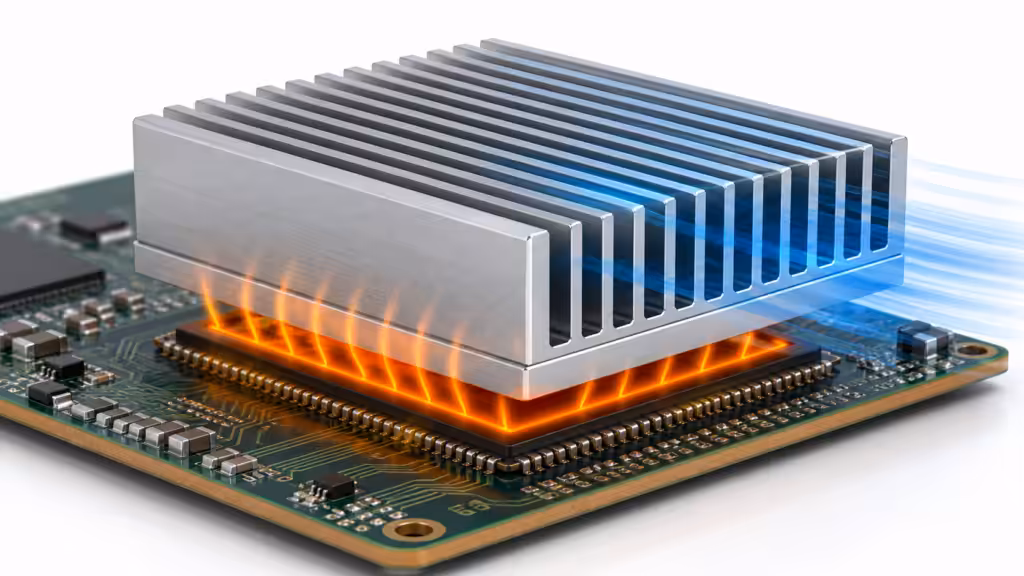 Low profile extruded aluminum BGA heat sink with linear airflow over AL6063 plate fins