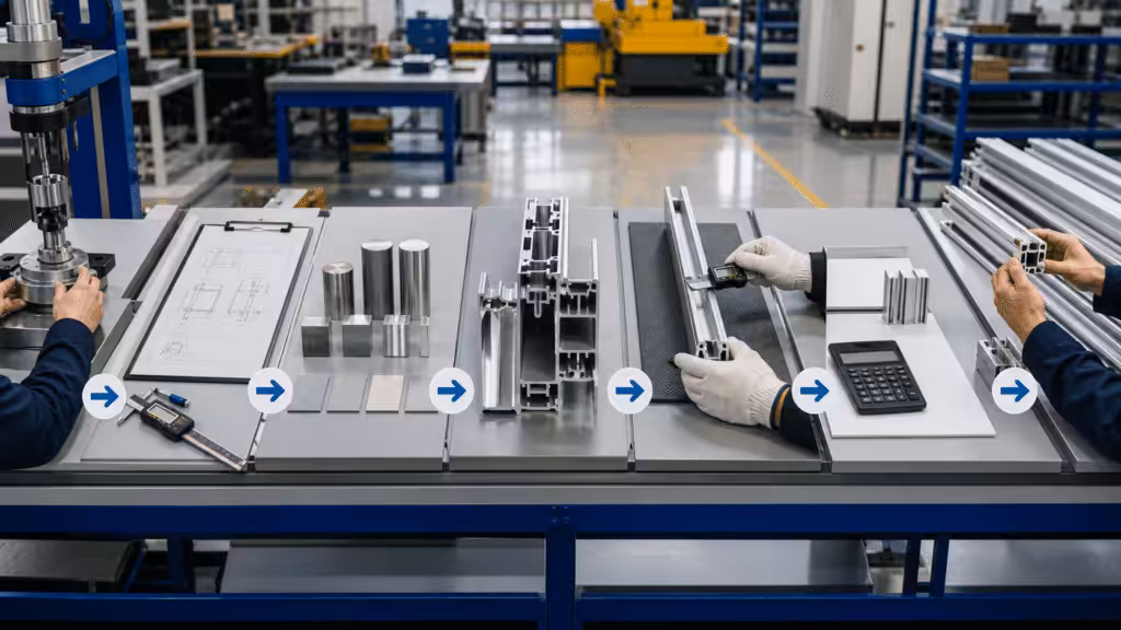 Seven-step engineering workflow for choosing custom aluminum profiles.
