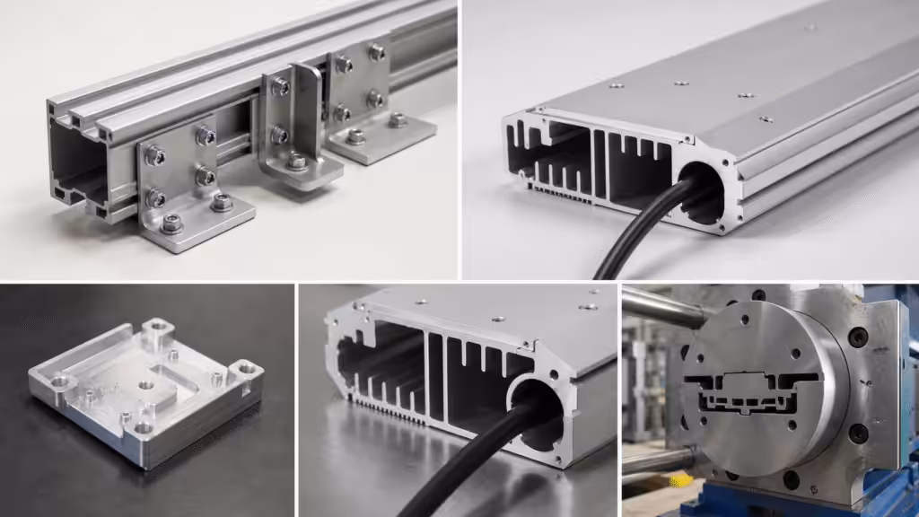 Standard aluminum channel compared with an integrated custom extrusion profile.