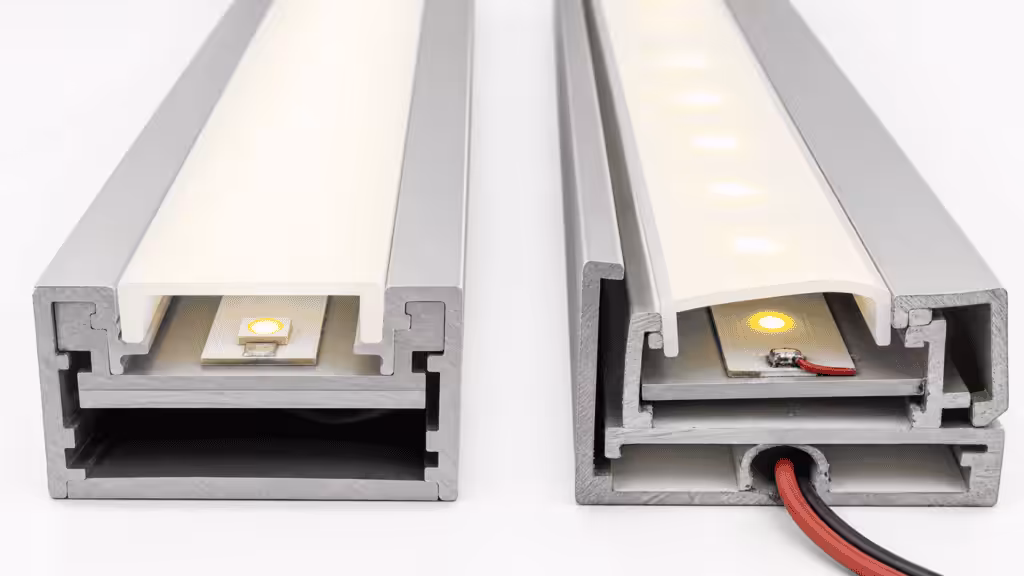 Premium LED aluminum profile compared with common linear lighting defects