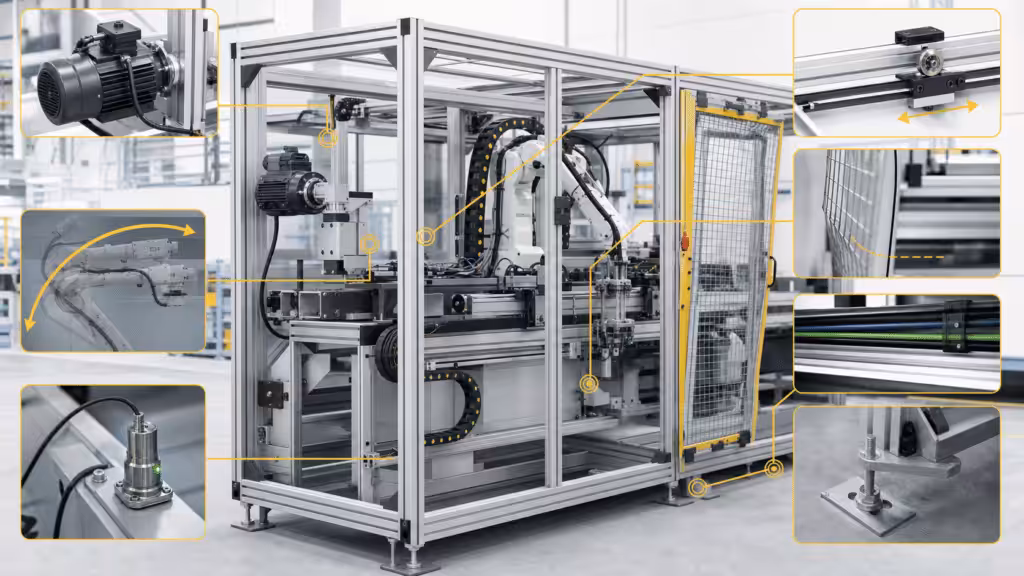 Load cases and design requirements for a T-slot aluminum machine frame
