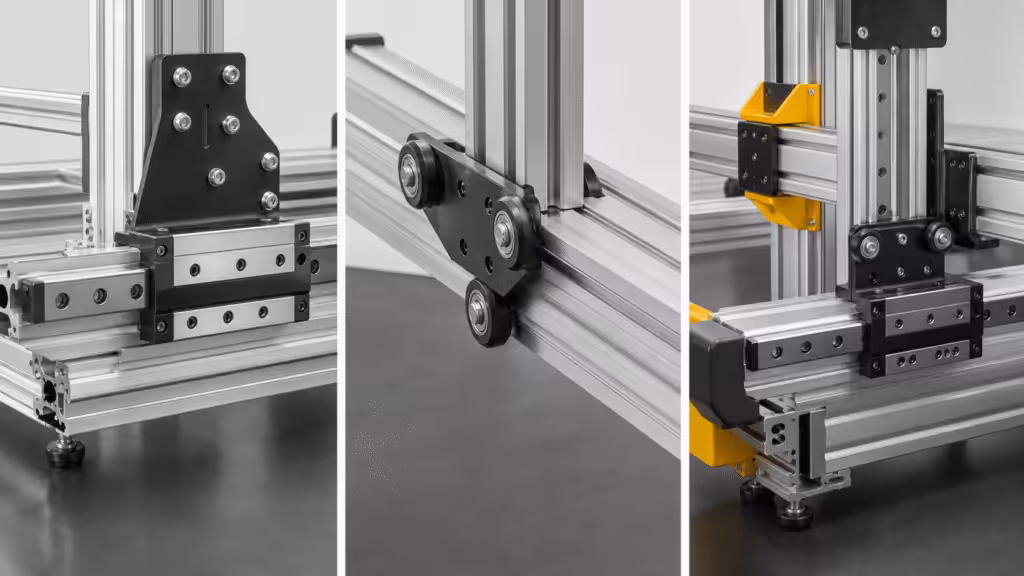 T-slot and V-slot aluminum profiles compared for structural framing and linear motion