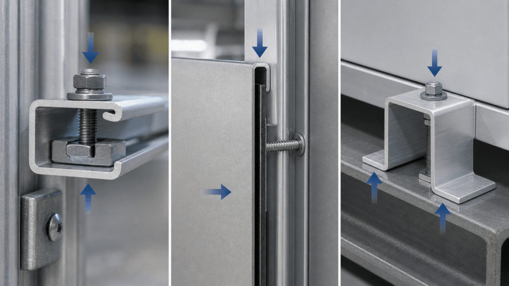 Lipped C-channel, J-channel, and hat aluminum extrusion applications