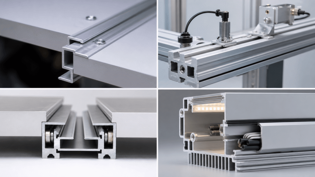 Z-channel, T-slot, H-channel, and custom multifunction aluminum extrusions