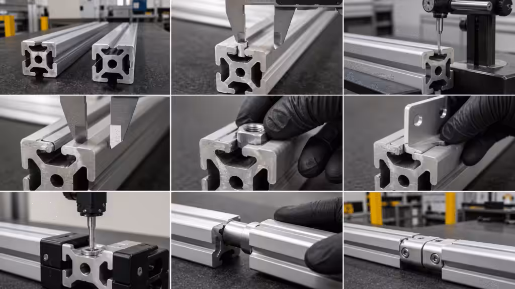 Cross-brand T-slot aluminum profile and hardware compatibility inspection