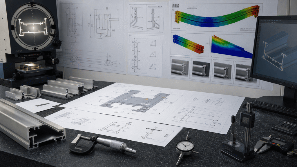 Precision aluminum channel extrusion design, tolerances, and structural simulation