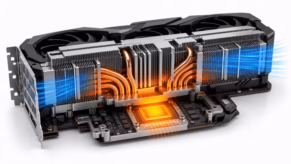 High power aluminum heatsink with copper heat pipes for GPU cooling applications