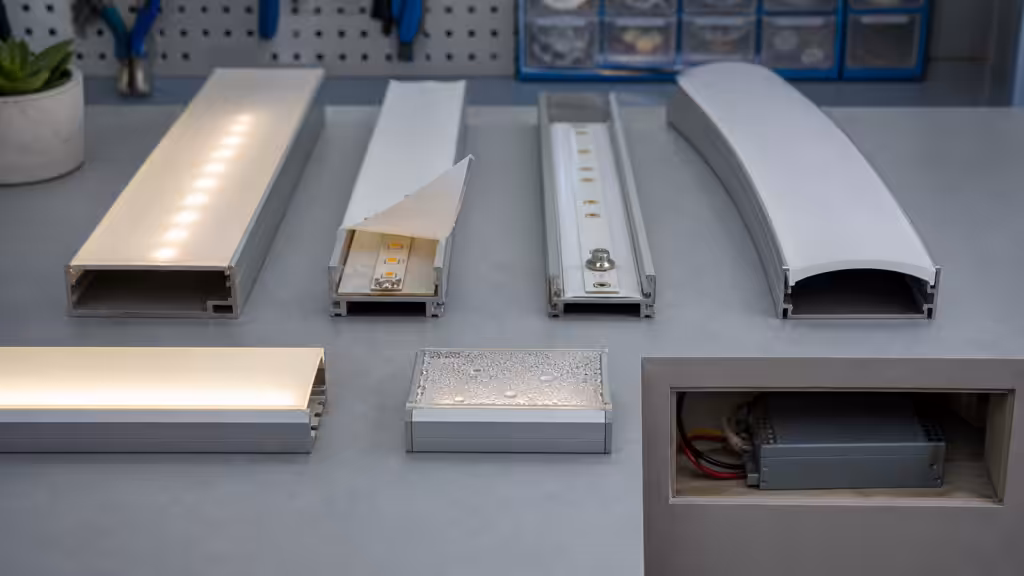Common LED aluminium profile problems including visible dots, loose tape, voltage drop, and trapped moisture