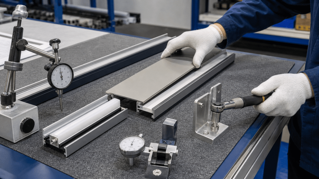 Functional fit testing of finished precision aluminum channel extrusions