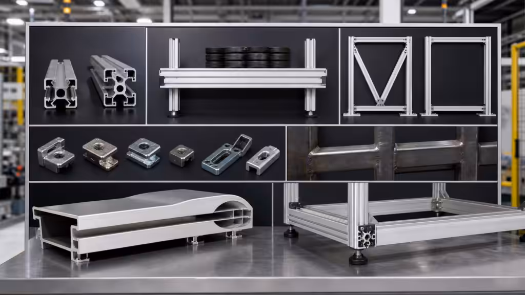 T-slot aluminum profile selection examples covering sizes=