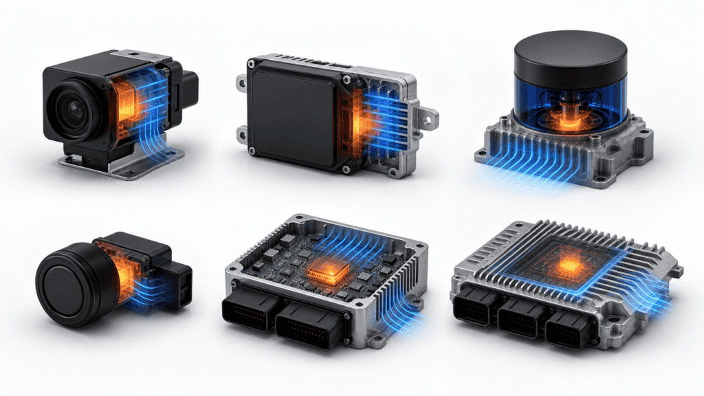 ADAS thermal load growth in a modern vehicle with multiple sensors and limited airflow paths