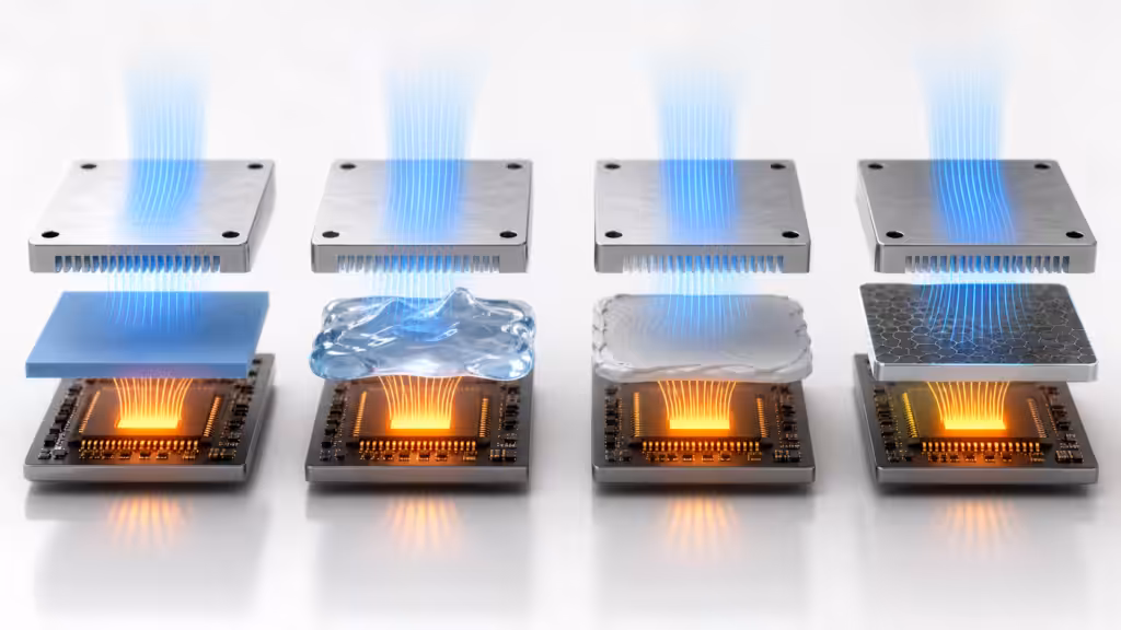 Thermal interface materials for ADAS electronics including thermal pad gel grease and composite heat spreader