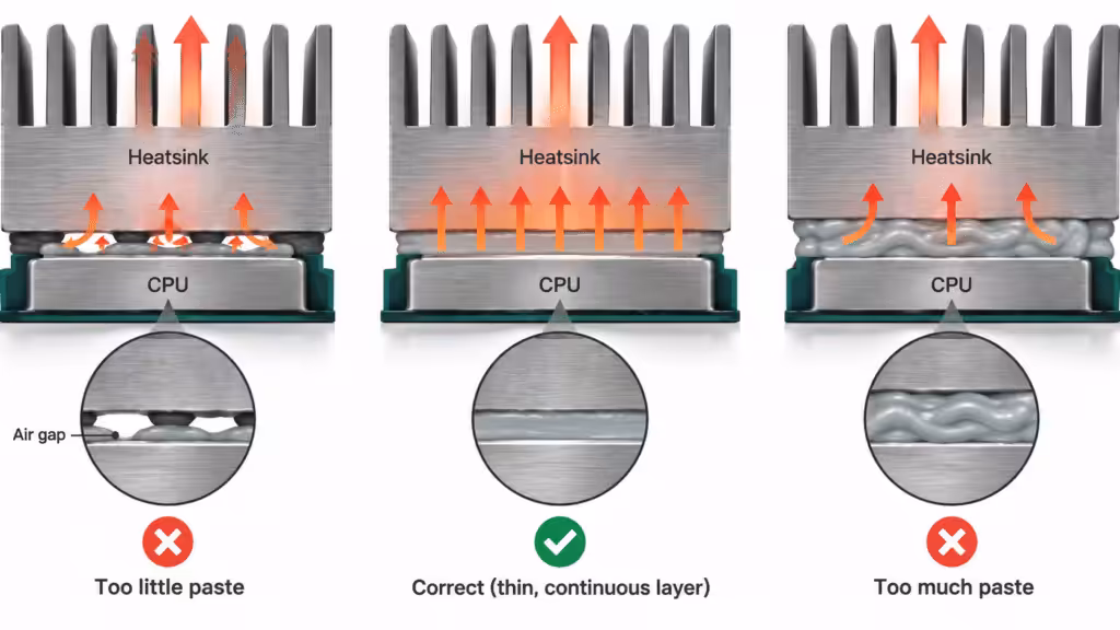 Correct thermal paste thickness between CPU and heatsink